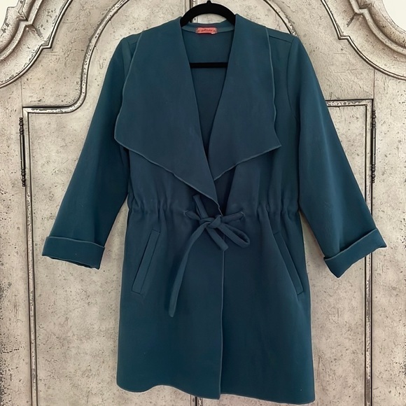 Albatre Green Pea Coat With Pockets - One Size (XS-M) - Picture 1 of 8